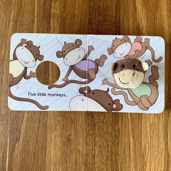 2 FINGER PUPPET BOARD BOOKS Little Cat & Five Little Monkeys Interactive Bundle - Picture 6 of 6
